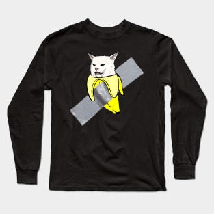 funny cat meme and the Banana duct-taped to the wall Long Sleeve T-Shirt